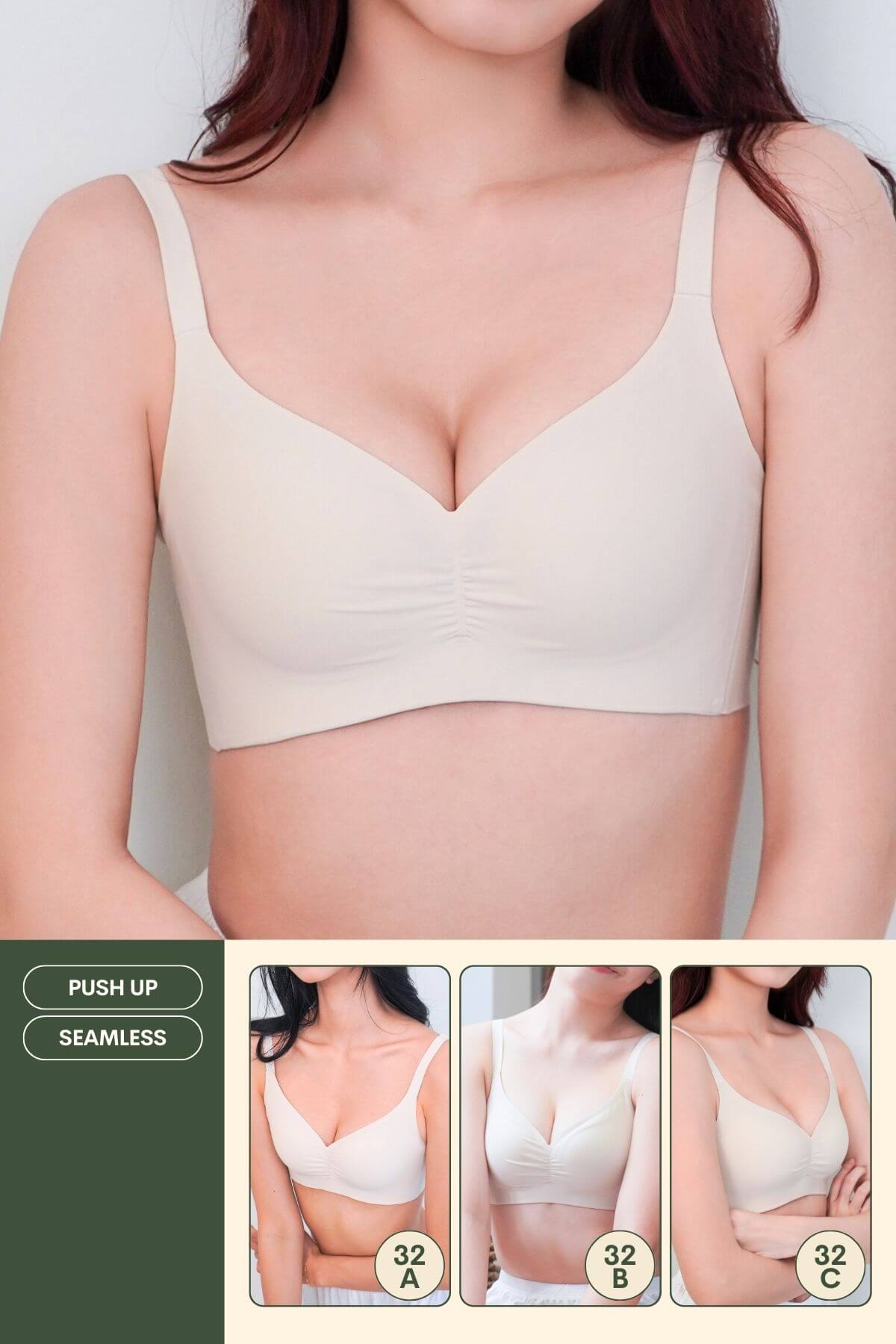 [New-In] Pure Comfort Seamless Push Up Bra In Linen
