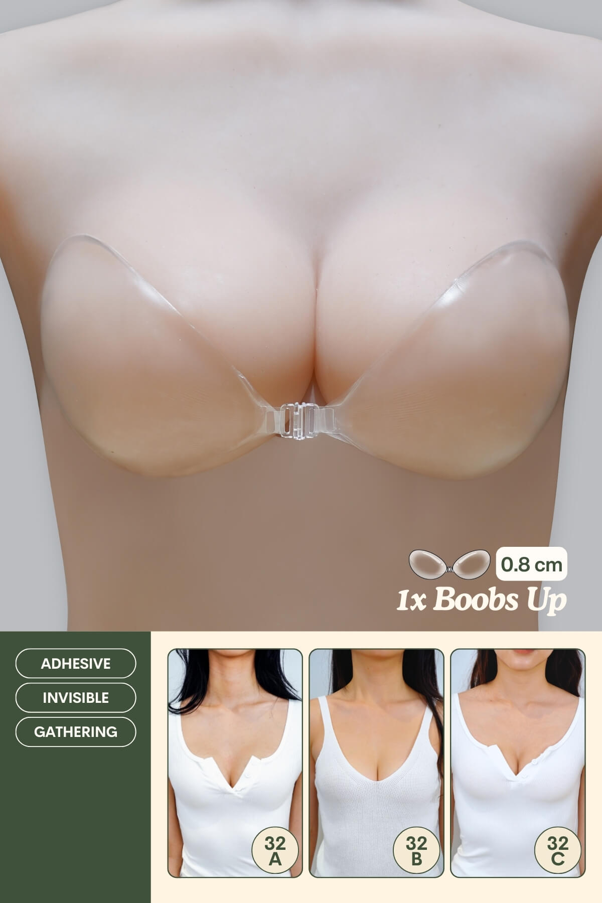 1X Boobs Up in Bikini (0.8 cm) - Adhesive Bras (Nubra & Nipple Cover) - Adelais Official