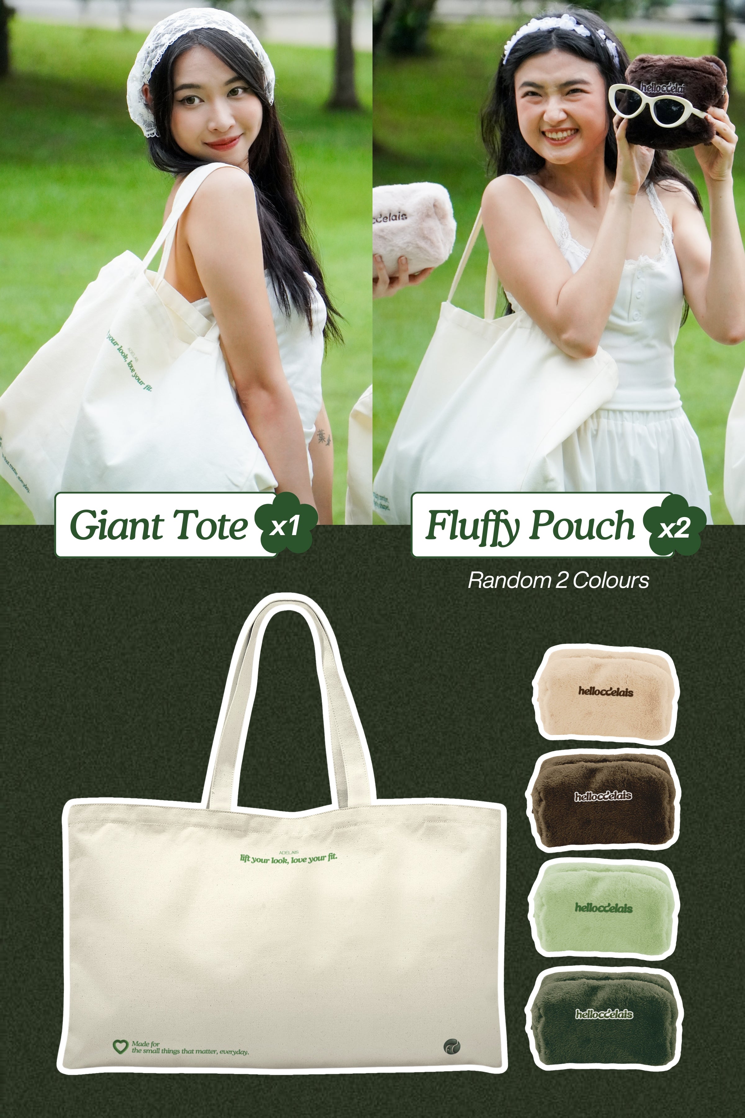 5 Bras Free 2 @ Fluffy Pouch & 1 @ Tote Bag - Adelais Official