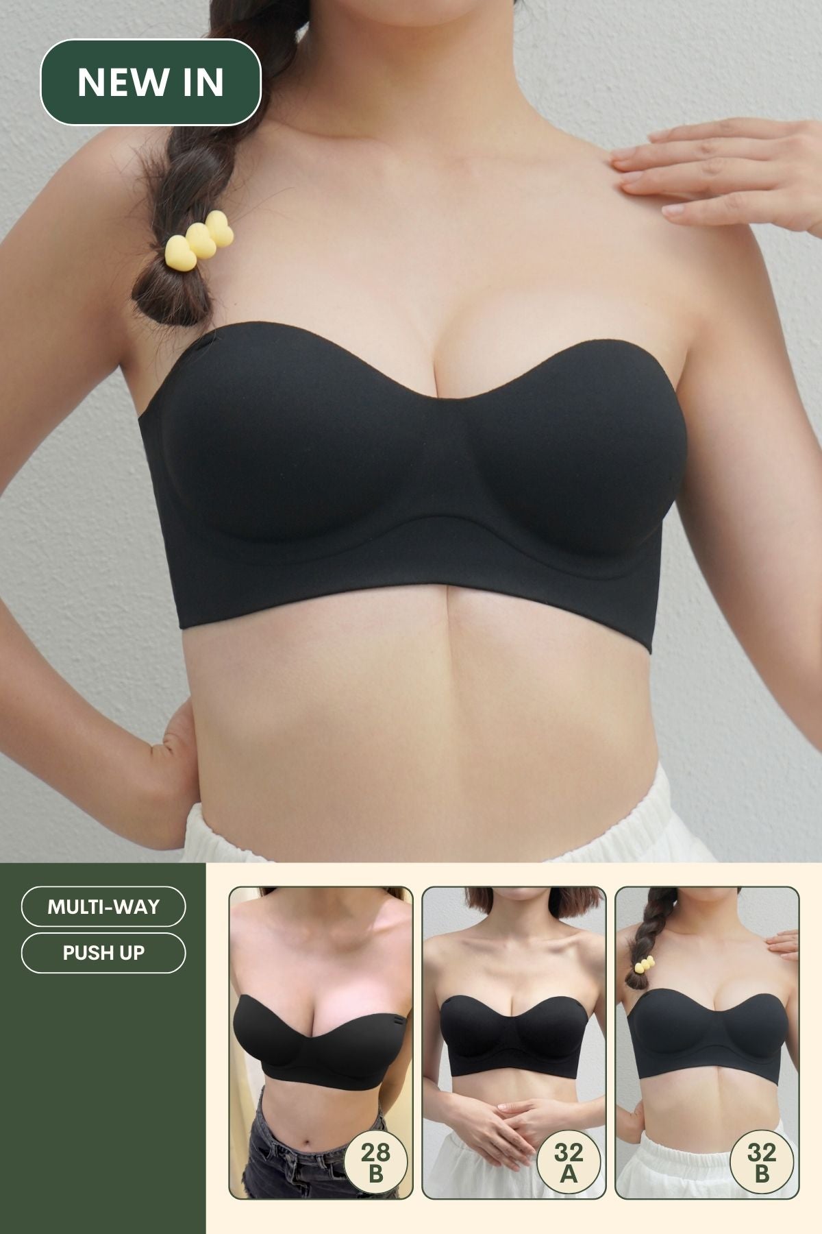 Daily Softie Boost Multi - Way Push Up Bra In Black - Size 32AB - 38AB - Bra - Strapless (Multi - Way) & Push Up - Adelais Official