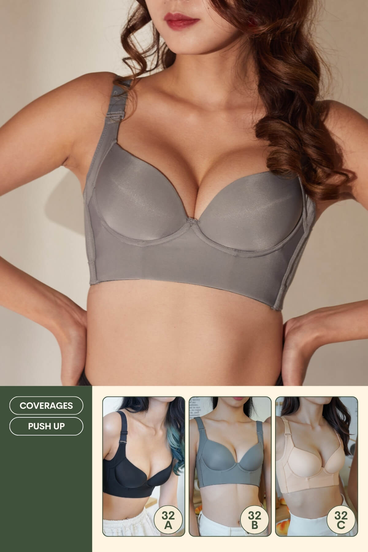 Day Shaper Specialised Boobs Reshaping Push Up Bra In Gray - Adelais Official - Bra - Coverage & Push Up