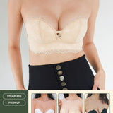 Lace Anti - Slip Push Up Strapless Bra In Blanched Almond - Bra - Strapless & Push Up - Adelais Official