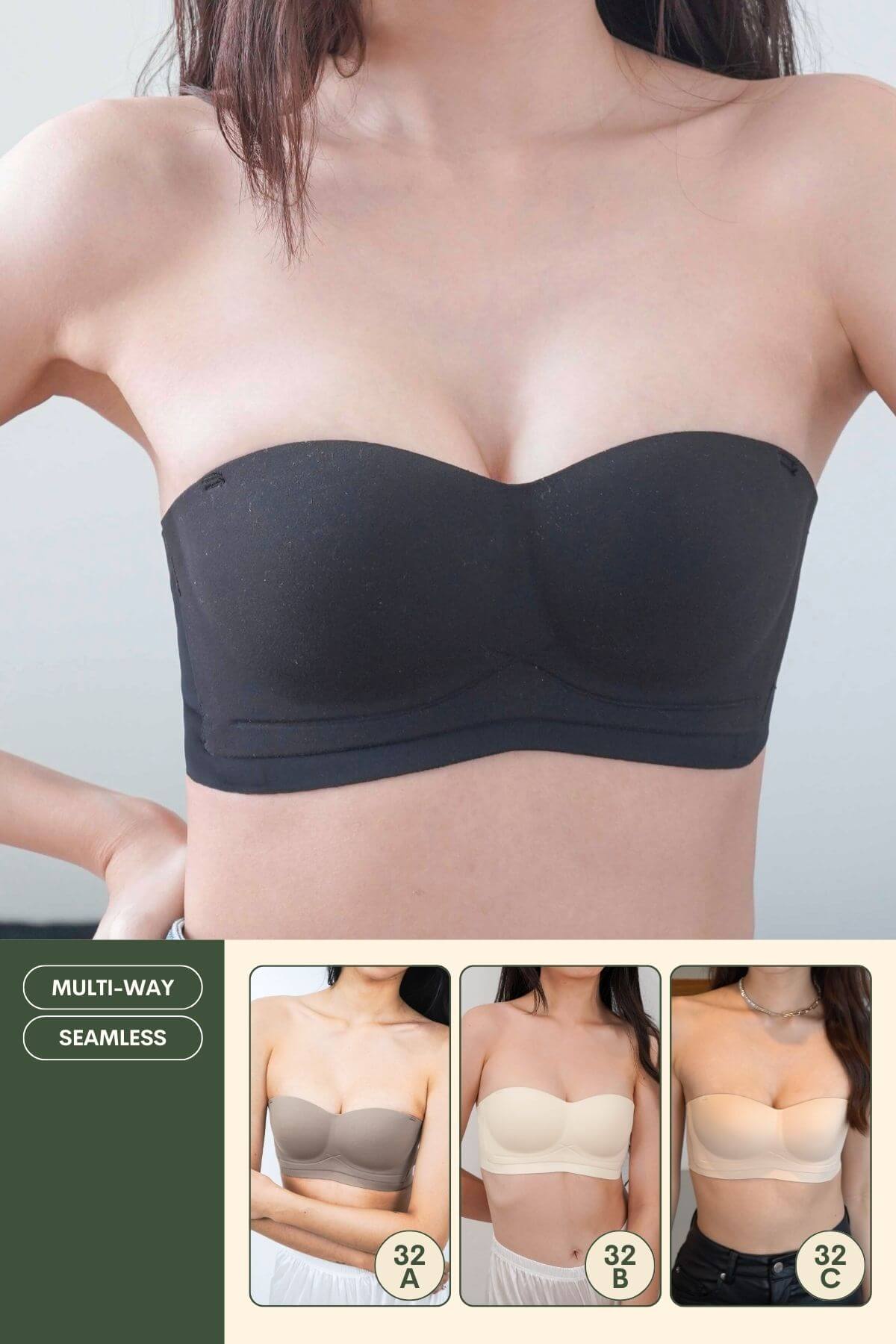 [New-In] Daily Softie Multi-way Seamless Bra In Black - Adelais Official - Bra - Strapless (Multi-Way) & Push Up