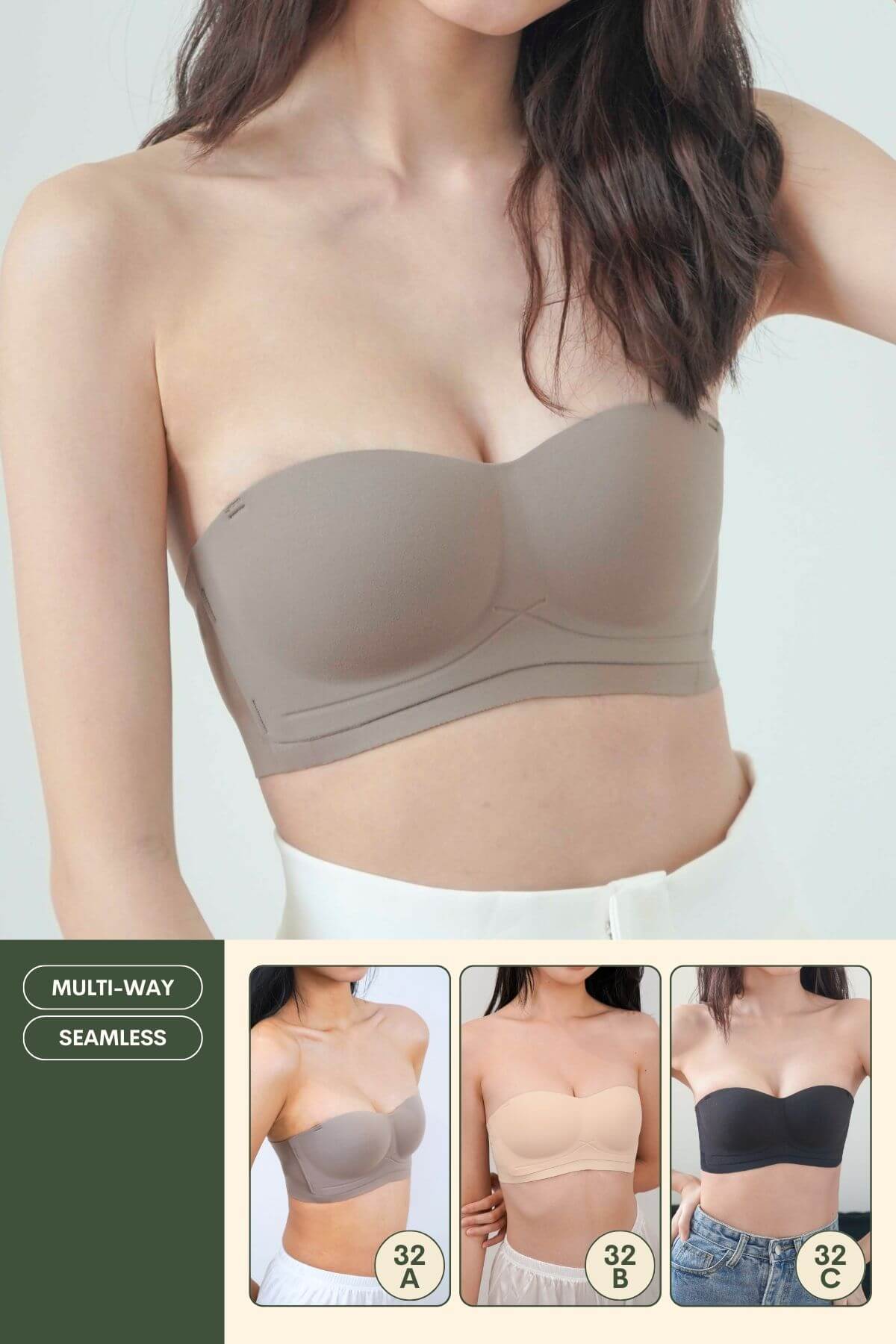 [New-In] Daily Softie Multi-way Seamless Bra In Hipster Brown - Adelais Official - Bra - Strapless (Multi-Way) & Push Up