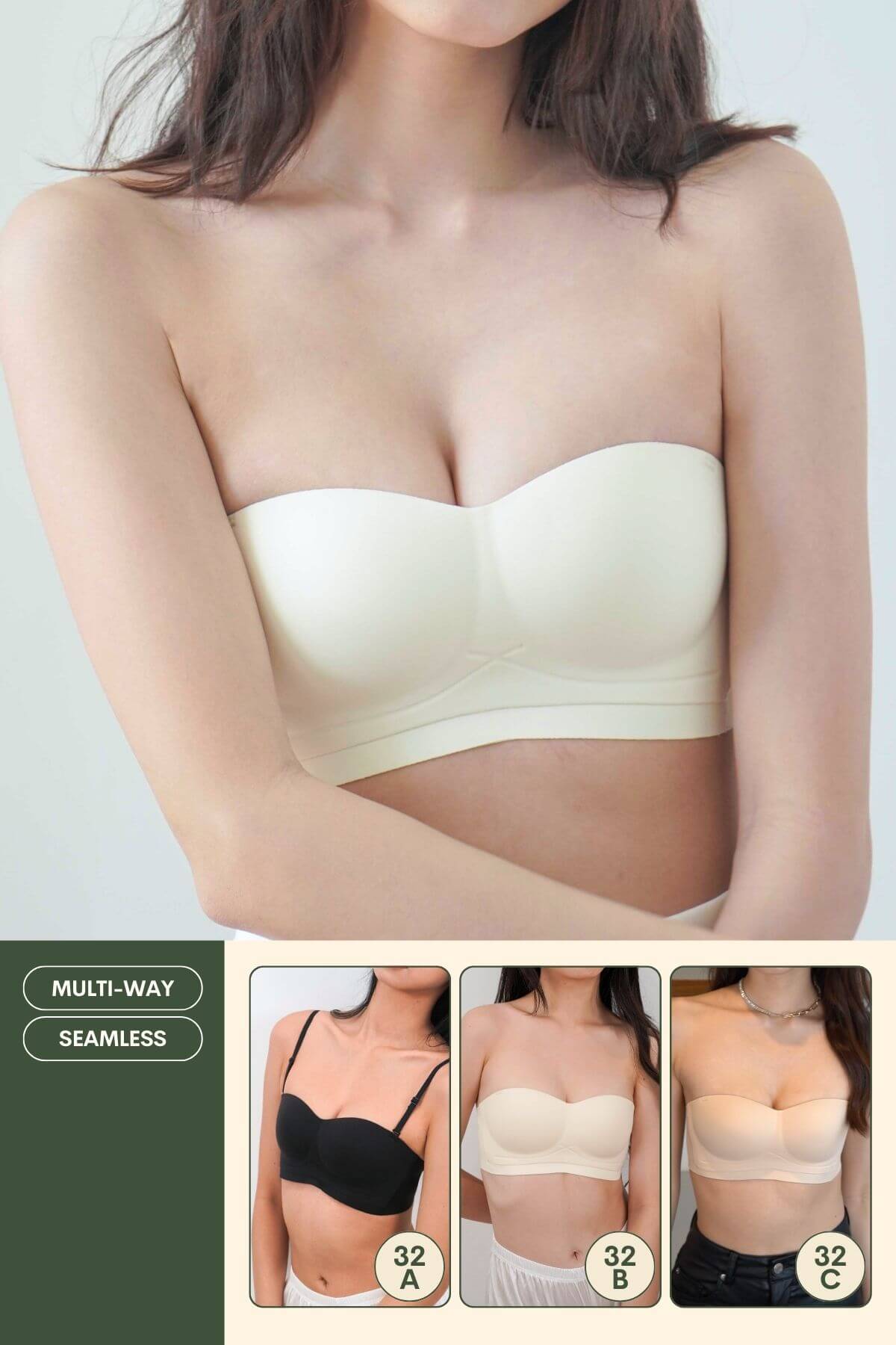 [New-In] Daily Softie Multi-way Seamless Bra In Milky White - Adelais Official - Bra - Strapless (Multi-Way) & Push Up