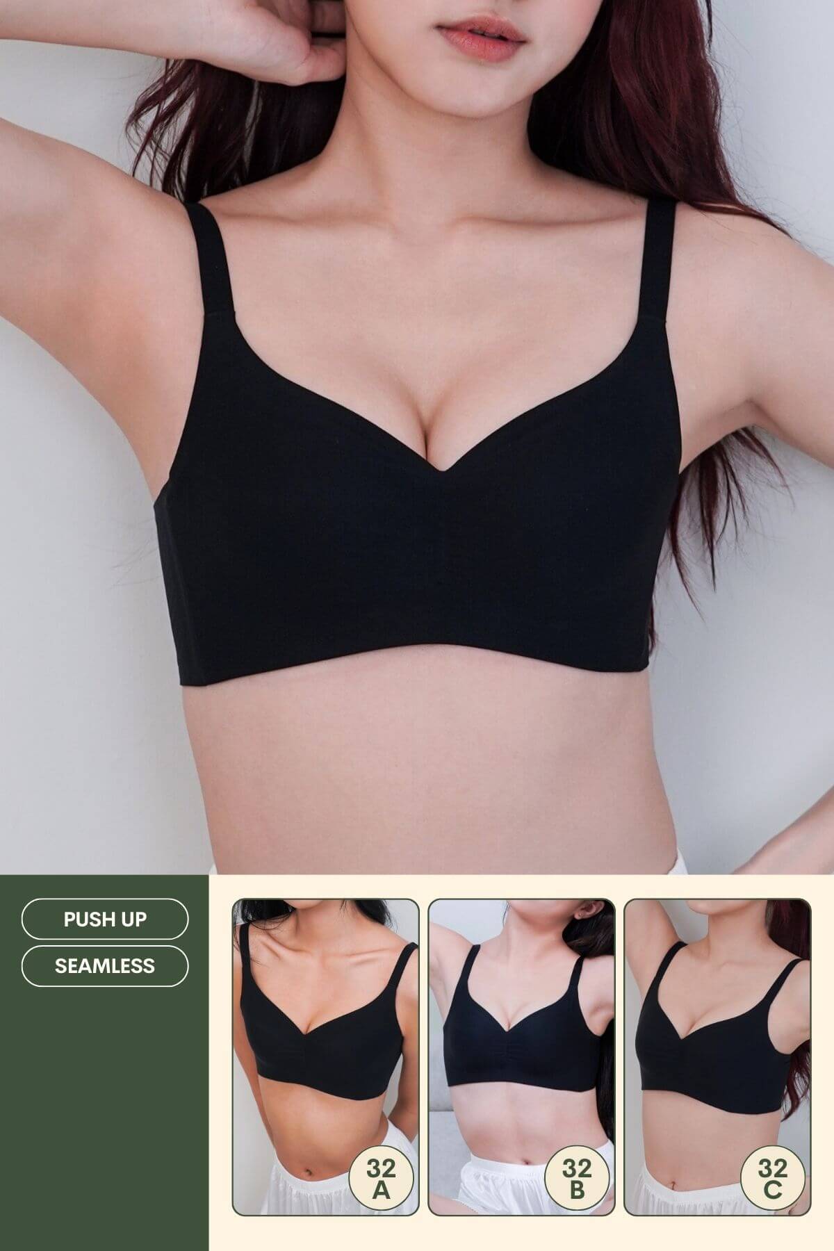 [New - In] Pure Comfort Seamless Push Up Bra In Black - Adelais Official - Bra - Push Up Adelais Official