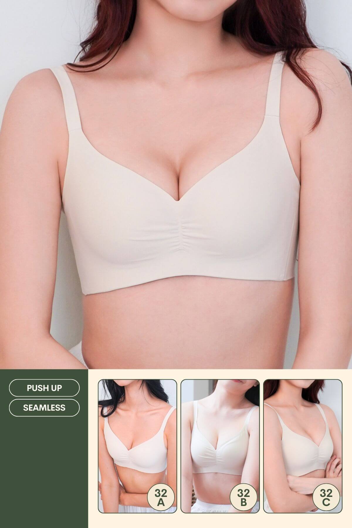 [New - In] Pure Comfort Seamless Push Up Bra In Linen - Bra - Push Up - Adelais Official