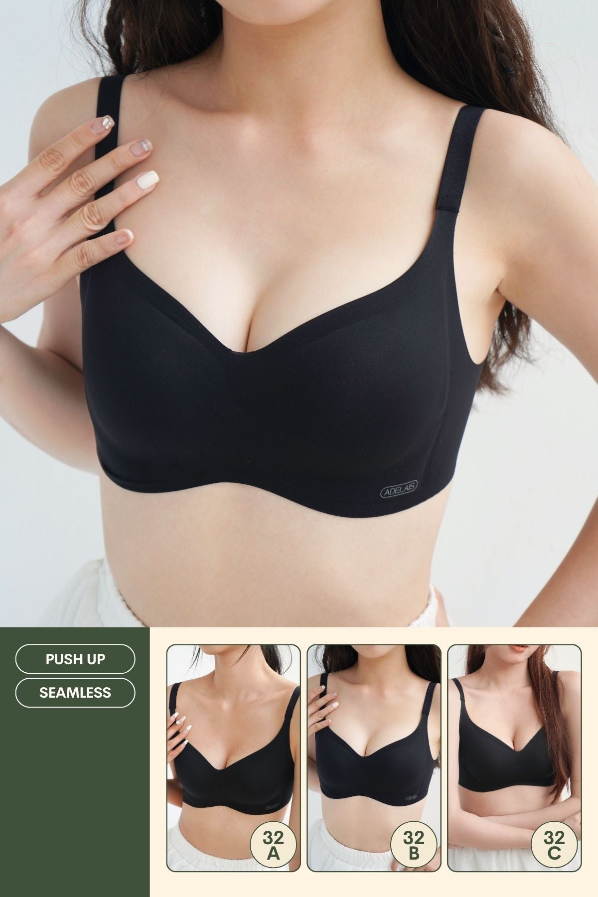 [New - In] Ultra Fit Seamless Push Up Bra In Black - Bra - Push Up & Seamless - Adelais Official