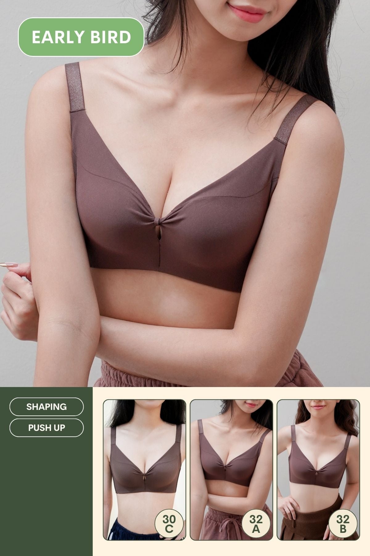 Refine SilkLite Shaping Push Up Bra In Woody Brown - Bra - Coverage & Push Up - Adelais Official