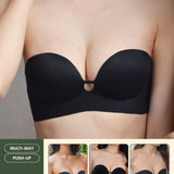 Ultra Softie Push Up & Seamless Multi - Way Bra in Black - Bra - Strapless (Multi - Way) & Push Up - Adelais Official